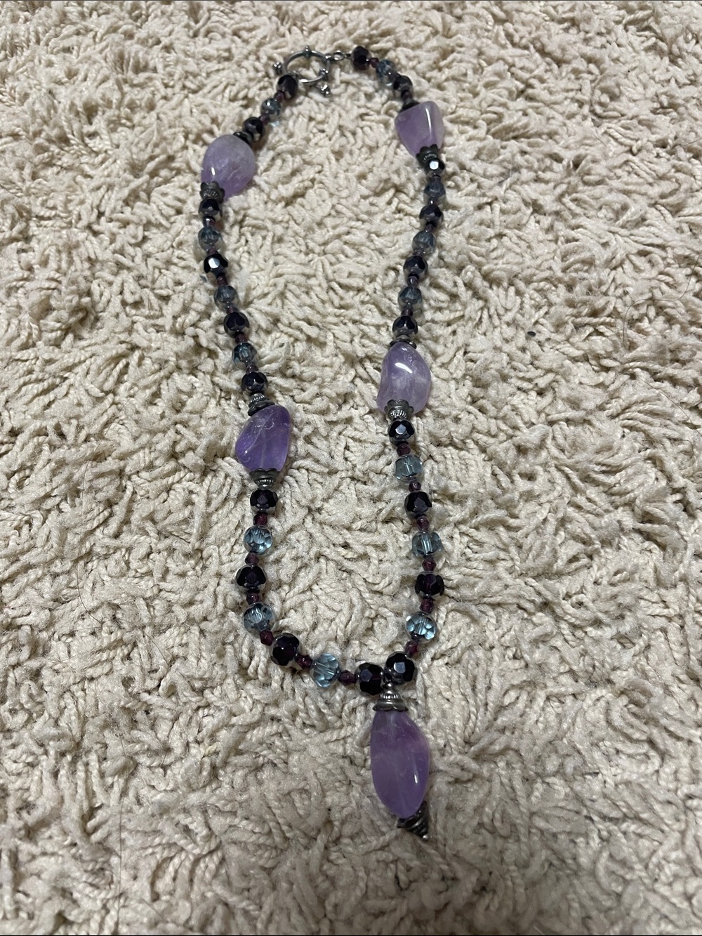Elegant Purple Bead and Stone Necklace - Women Jewelry